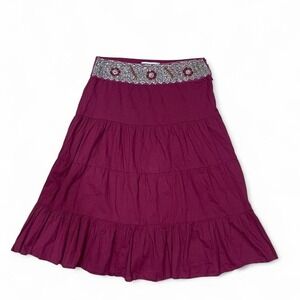burgundy Charlotte Russe flowy skirt with beaded waistband